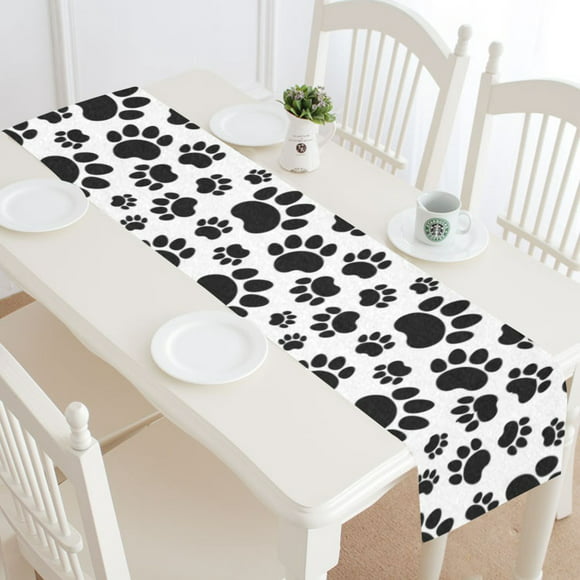 Table Runner 16in72in print with colorful animal footprints patterns 